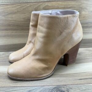 Stuart Weitzman Womens 9.5 M Camel Soft Leather Heeled Booties Zip